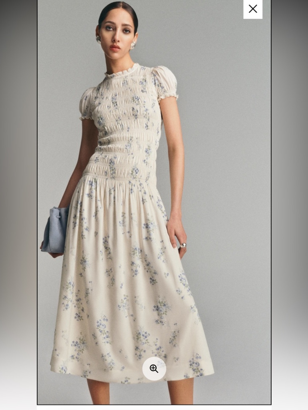 NWT Reformation KIRIA RUCHED FLORAL MIDI DRESS Size 6 - Picture 3 of 12